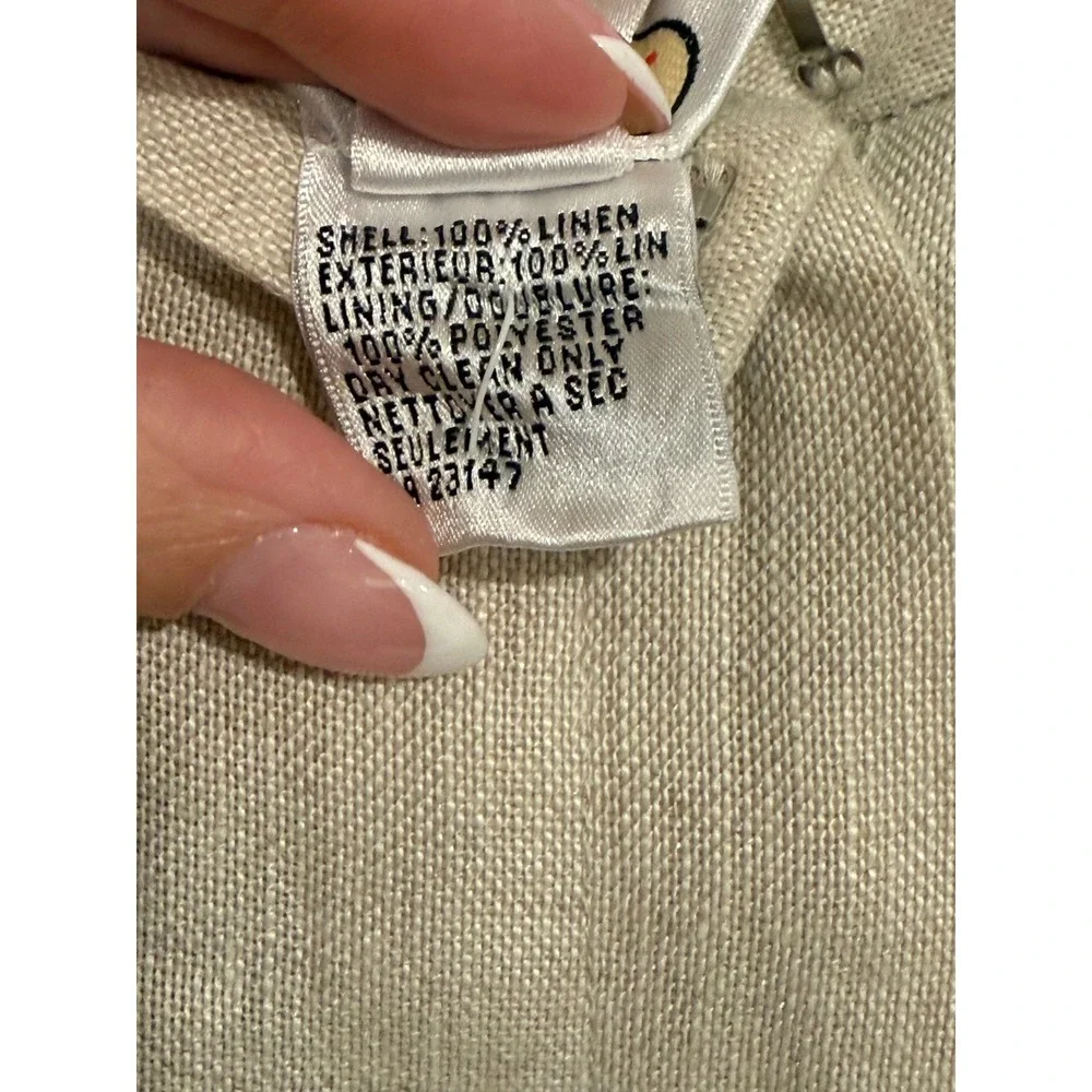 Talbots Irish Linen Trousers Beige Oatmeal High Waisted Straight Leg Pants 12 - Picture 5 of 7